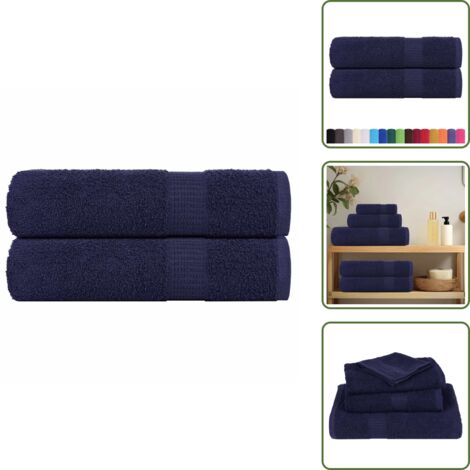 Asciugamani lavabili - vidaXL Asciugamani FROGN 2 pz Blu Navy 50x100 cm 360 g/m² - Asciugamani per pulizia