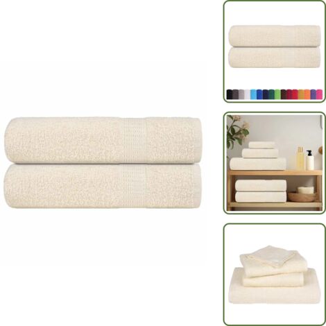 Asciugamani lavabili - vidaXL Asciugamani FROGN 2 pz Crema 50x100 cm 360 g/m² - Asciugamani per pulizia
