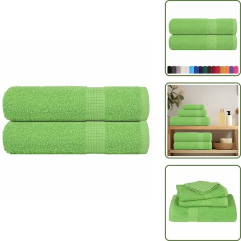 Asciugamani lavabili - vidaXL Asciugamani FROGN 2 pz Verde Mela 50x100 cm 360 g/m² - Asciugamani morbidi