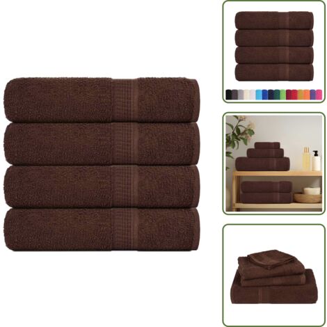 Asciugamani lavabili - vidaXL Asciugamani FROGN 4 pz Marrone 50x100 cm 360 g/m² - Asciugamani per pulizia
