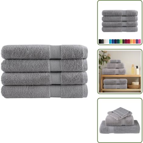 Asciugamani lavabili - vidaXL Asciugamani Premium SOLUND 4 pz Grigio 100x200 cm 600 g/m² - Asciugamani premium