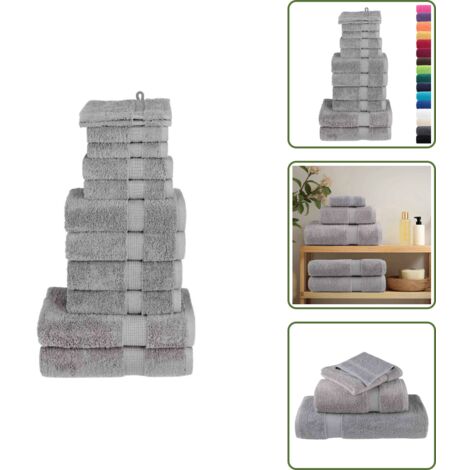 Asciugamani lavabili - vidaXL Set ASciugamani SOLUND 12 pz Grigio 600 gsm - Asciugamani per ospiti