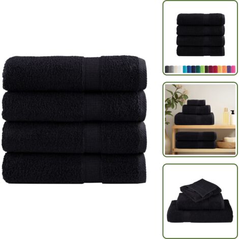 Asciugamani neri - vidaXL Asciugamani da Doccia SOLUND 4 pz Neri 70x140 cm 600 g/m² - Asciugamani per uso domestico