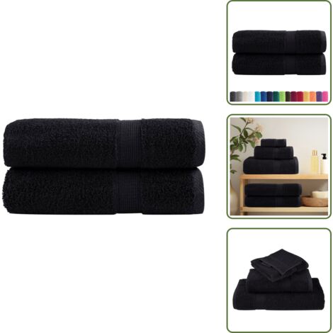Asciugamani neri - vidaXL Asciugamani Premium SOLUND 2 pz Neri 50x100 cm 600 g/m² - Asciugamani lavabili