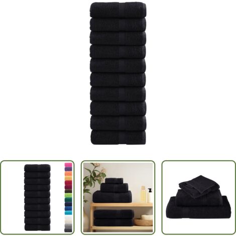 Asciugamani per il viso -  Asciugamani Premium SOLUND 10 pz Neri 30x30 cm 600 g/m²