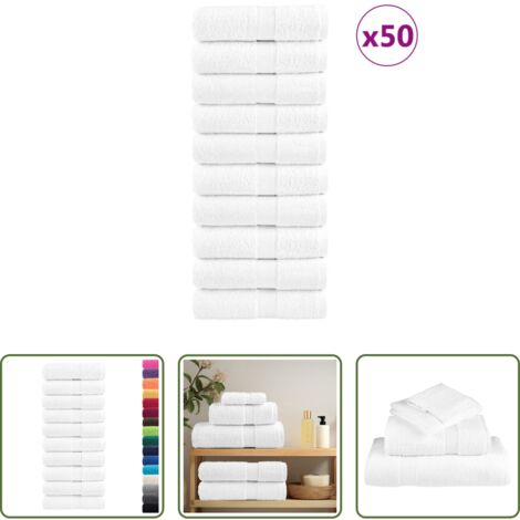 Asciugamani per il viso -  Asciugamani Premium SOLUND 50 pz Bianco 30x30 cm 600 g/m²