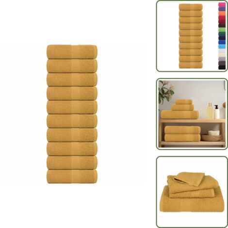 Asciugamani per il viso - vidaXL Asciugamani FROGN 10 pz Oro 30x30 cm 360 g/m² - Asciugamani per le mani