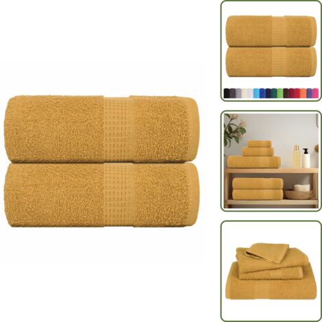 Asciugamani per il viso - vidaXL Asciugamani FROGN 2 pz Oro 30x30 cm 360 g/m² - Asciugamani per le mani