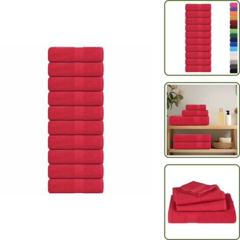 Asciugamani per il viso - vidaXL Asciugamani per ospiti FROGN 10 pz Rosso 30x50 cm 360 g/m² - Asciugamani da cucina