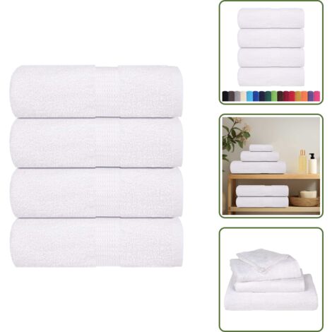 Asciugamani per il viso - vidaXL Asciugamani per ospiti FROGN 4 pz Bianco 30x50 cm 360 g/m² - Asciugamani per allenamento