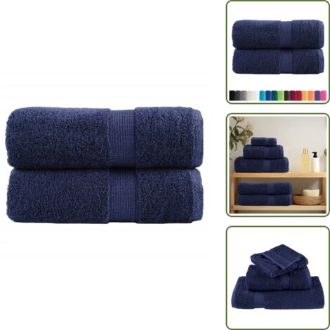 Asciugamani per il viso - vidaXL Asciugamani per ospiti Premium SOLUND 2 pz Blu navy 30x50 cm 600 g/m² - Asciugamani per allenamento