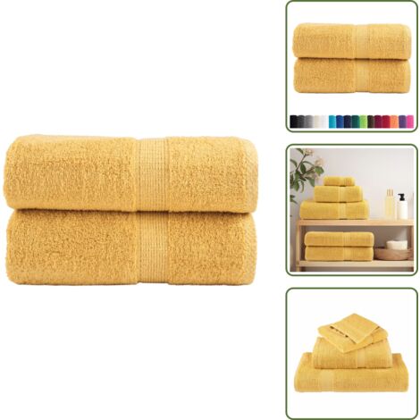 Asciugamani per il viso - vidaXL Asciugamani Premium SOLUND 2 pz Oro 30x30 cm 600 g/m² - Asciugamani per le mani