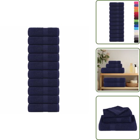 Asciugamani per l'allenamento - vidaXL Asciugamani da bagno FROGN 10 pz Blu navy 30x30 cm 360 g/m² - Strofinacci da cucina