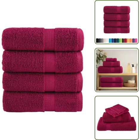 Asciugamani per l'allenamento - vidaXL Asciugamani Premium SOLUND 4 pz Bordeaux 30x30 cm 600 g/m² - Strofinacci da cucina