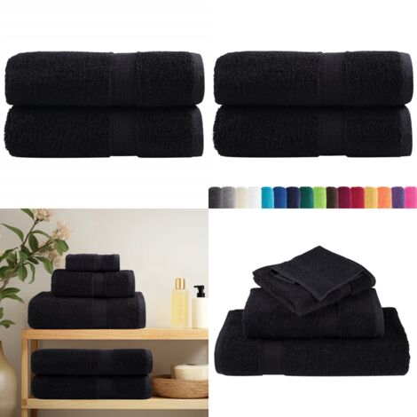Asciugamani per Ospiti SOLUND 2 pz Neri 30x50 cm 600 g/m² - Asciugamani da bagno - Asciugamani per il viso