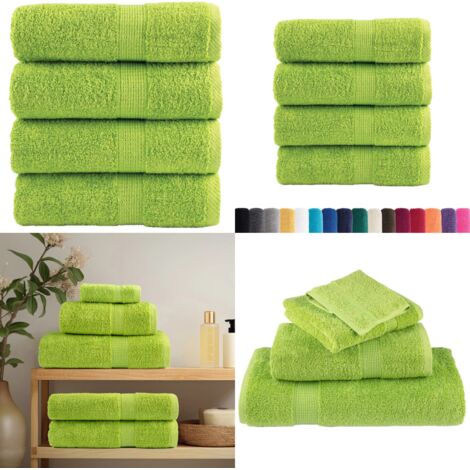 Asciugamani per Ospiti SOLUND 4 pz Verdi 30x50 cm 600g sm - Asciugamani da bagno - Asciugamani per il viso