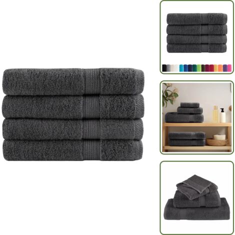 Asciugamani per sauna antracite - vidaXL Asciugamani per sauna Premium SOLUND 4 pz Antracite 80x200 cm 600 g/m² - Asciugamani per sauna premium