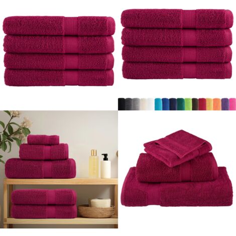 Asciugamani per sauna Premium SOLUND 4 pz Bordeaux 80x200 cm 600 g/m² - Asciugamani da sauna - Asciugamani in cotone