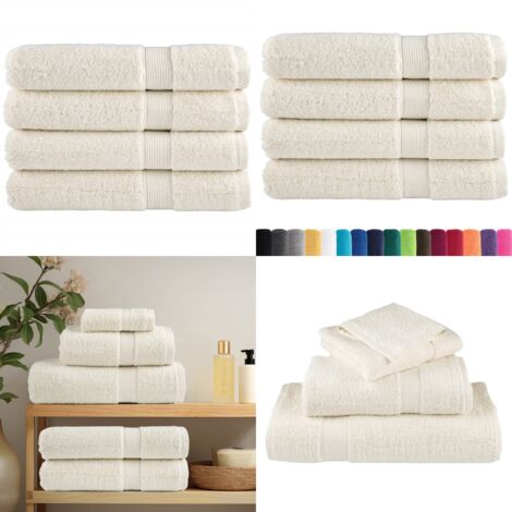 Asciugamani per Sauna SOLUND 4 pz Crema 80x200 cm 600 g/m² - Asciugamani da sauna - Asciugamani in cotone