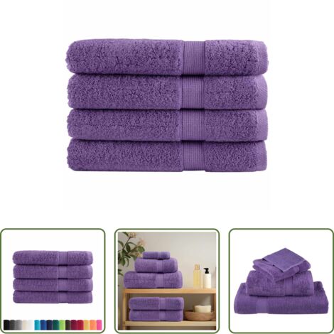 Asciugamani per uso domestico -  Asciugamani Premium SOLUND 4 pz Viola 100x200 cm 600 g/m²