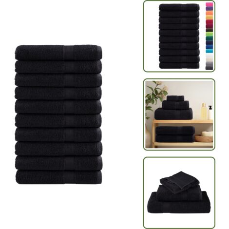 Asciugamani per uso domestico - vidaXL Asciugamani SOLUND 10 pz Neri 100x200 cm 600 g/m² - Asciugamani per uso commerciale