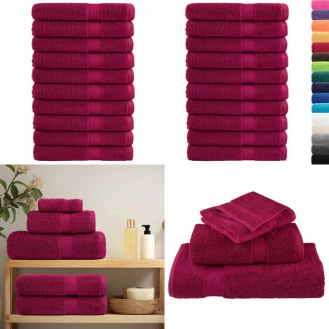Asciugamani Premium SOLUND 10 pz Bordeaux 100x200 cm 600 g/m² - Asciugamani in cotone - Asciugamani per uso domestico