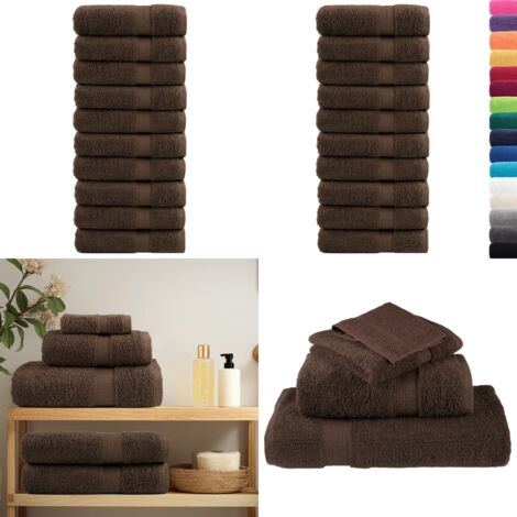 Asciugamani Premium SOLUND 10 pz Marrone 50x100 cm 600 g/m² - Asciugamani marrone - Cotone