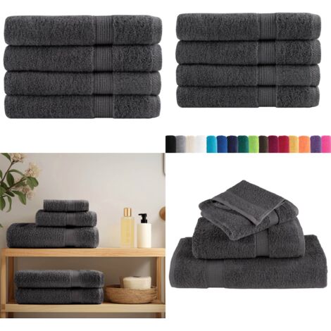 Asciugamani Premium SOLUND 4 pz Antracite 100x200 cm 600 g/m² - Asciugamani in cotone - Asciugamani antracite