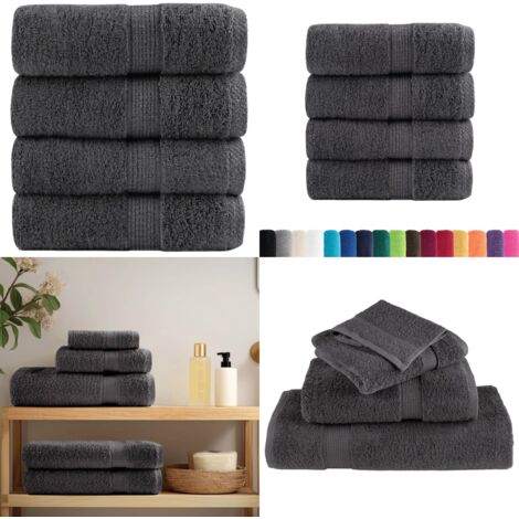 Asciugamani Premium SOLUND 4 pz Antracite 30x30 cm 600 g/m² - Asciugamani per il viso - Asciugamani per le mani