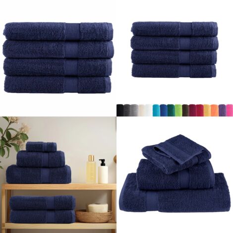 Asciugamani Premium SOLUND 4 pz Blu Navy 100x200 cm 600 g/m² - Asciugamani in cotone - Asciugamani per uso domestico