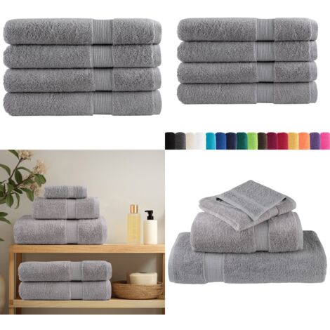 Asciugamani Premium SOLUND 4 pz Grigio 100x200 cm 600 g/m² - Asciugamani grigi - Cotone