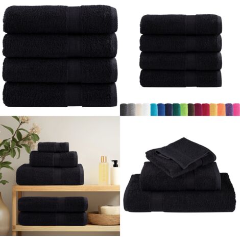 Asciugamani Premium SOLUND 4 pz Neri 50x100 cm 600 g/m² - Asciugamani cotone - Asciugamani premium