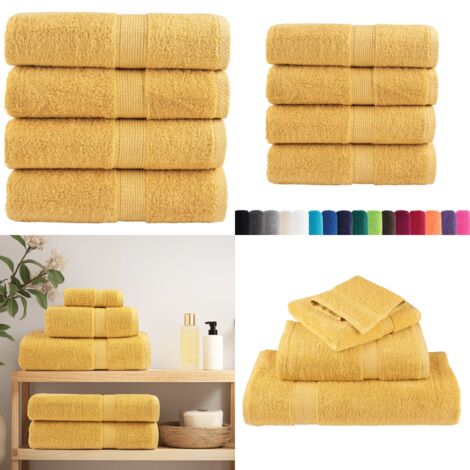 Asciugamani Premium SOLUND 4 pz Oro 30x30 cm 600 g/m² - Asciugamani da bagno - Asciugamani per il viso