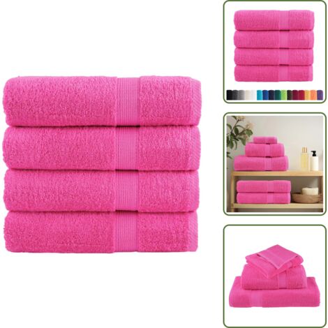Asciugamani rosa - vidaXL Asciugamani da Doccia SOLUND 4 pz Rosa 70x140 cm 600 g/m² - Asciugamani lavabili
