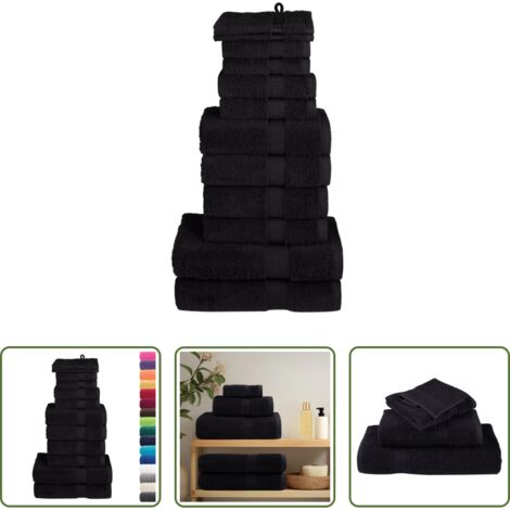 Asciugamani -  Set ASciugamani SOLUND 12 pz Neri 600 gsm