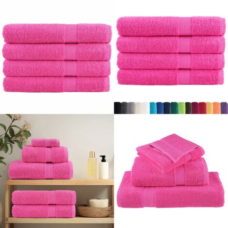 Asciugamani SOLUND 4 pz Rosa 100x200 cm 600 g/m² - Asciugamani rosa - Cotone