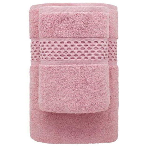 Asciugamano 50x90 Rete spesso rosa 100% cotone 650g morbido