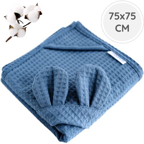 Asciugamano da bagno con cappuccio e orecchie BabyU Senso, in cotone, 75 x 75 cm