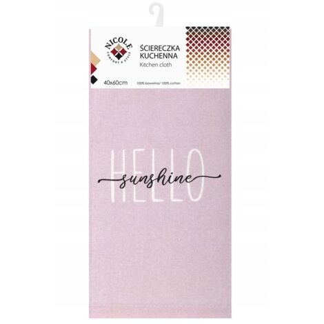Asciugamano da cucina in cotone NICOLE 40x60 cm art. 52384 viola scritta Hello Sunshine