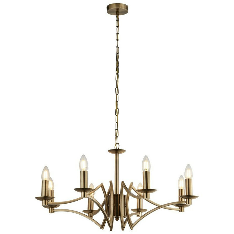 Searchlight - Ascot 8 Light Pendant Antique Brass