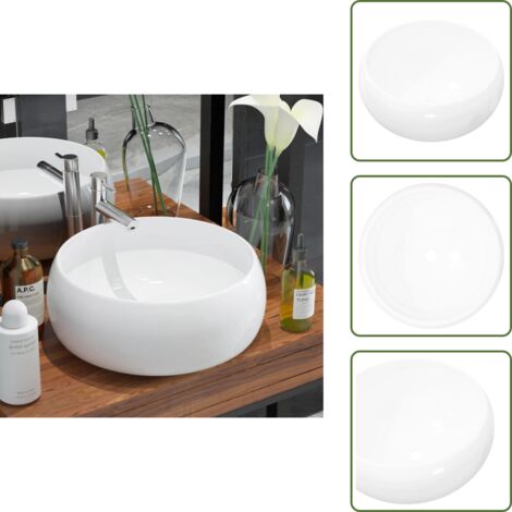 Aseo - vidaXL Lavabo redondo de cerámica 40x15 cm blanco - Tocador