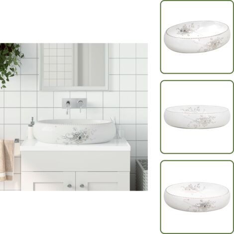 Aseo - vidaXL Lavabo sobre encimera ovalado cerámica blanco 59x40x15 cm - Tocador