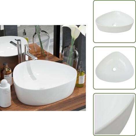 Aseo - vidaXL Lavabo triangular de cerámica blanco 50,5x41x12 cm - Tocador