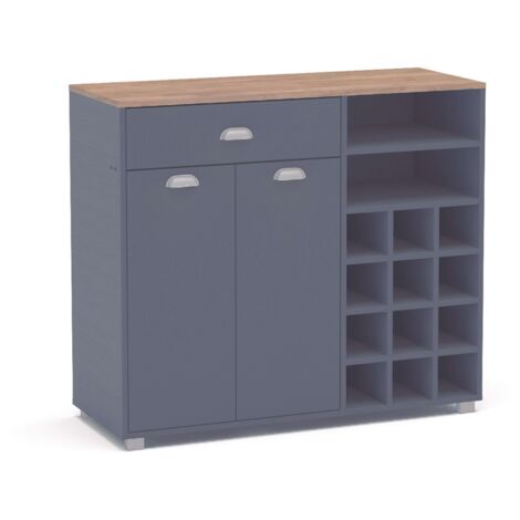 Asfeld Buffet Cocina Botellero Color Gris Grafito Mueble Auxiliar Almacenaje 90x103x40 cm