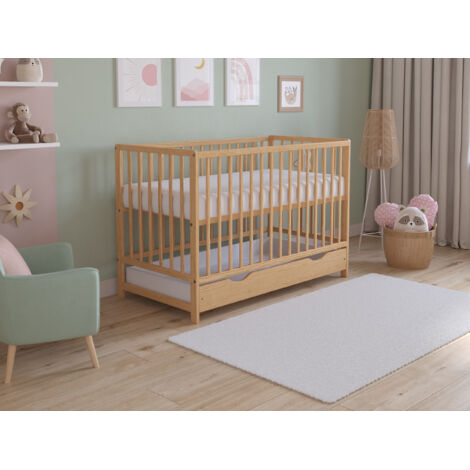 Asher Cot Bed 120x60cm with drawer & Microfiber Quilted mattress