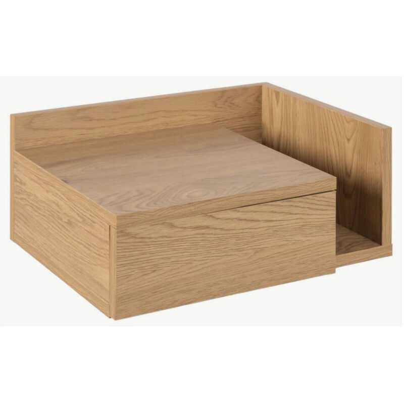 Ashlan Square Bedside Table with 1 Drawers in Oak, Oak