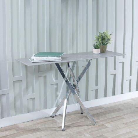 URBAN DECO Ashley Glass Console Table with Chrome Metal Legs