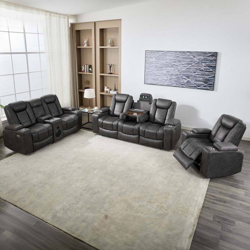 MORE4HOMES Ashton 1+2+3 seater fabric auto recliner sofa set