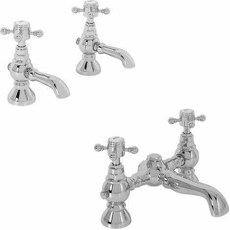 main image of "Modern Brass Chrome Bathroom Basin Bath & Shower Tap Packs"