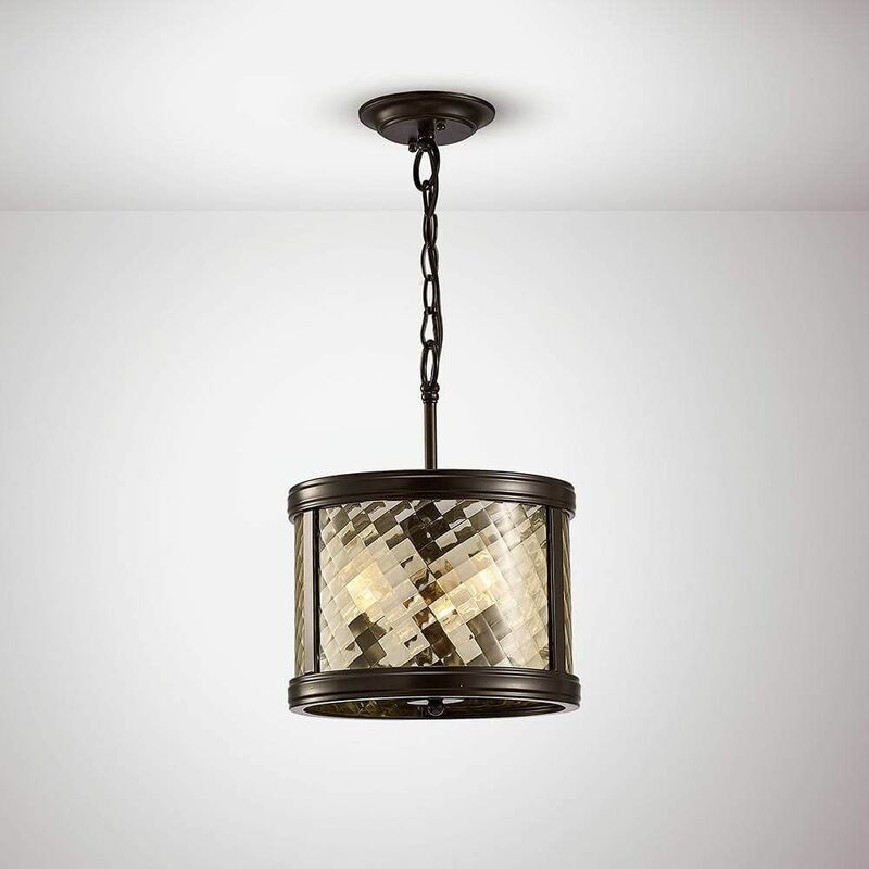 Asia Convertible Suspension / Semi Ceiling Lamp 3 Bulbs E14 Oiled Bronze / transparent glass